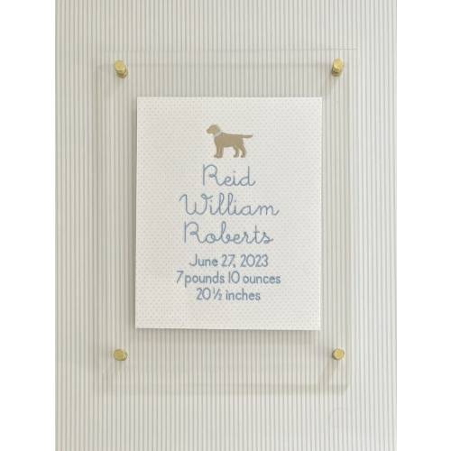 Puppy Dog Custom Embroidered Birth Announcement