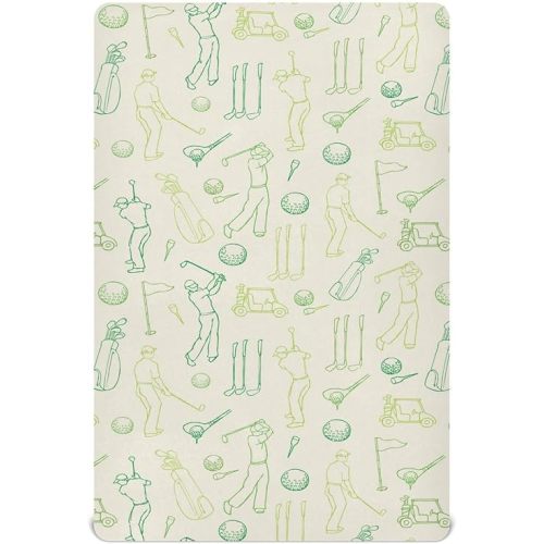 Fitted Crib Sheets for Baby Boys or Girls Soft Breathable Baby Play Yard Sheet for Standard Size Crib Mattress 52x28in Various Golf Images Player Pattern