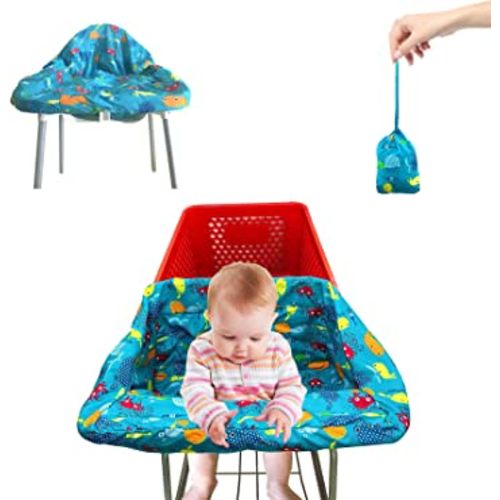 Pozico Shopping Cart Cover for Baby or High Chair Cover,Baby Shopping Cart Cover Machine Washable/Free Portable Cloth Bag-Underwater World-Blue