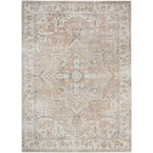 Nourison Astra Machine Washable Vintage Medallion Indoor Rug Beige 7'10" x 10'