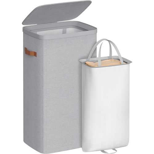 SONGMICS Laundry Basket, 26.4 Gal. Dove Gray