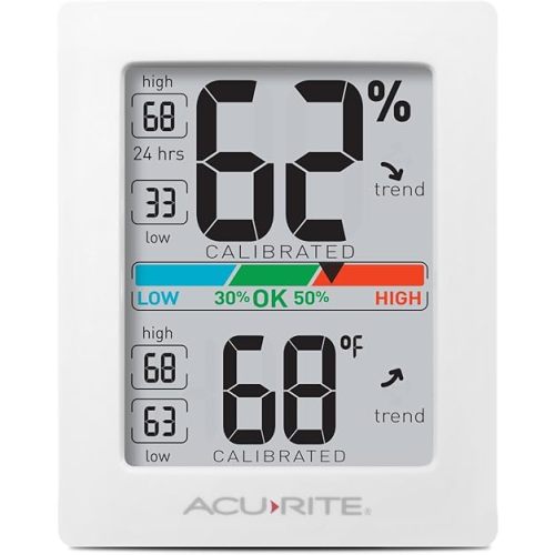 AcuRite Humidity Meter Hygrometer and Indoor Digital Thermometer with Temperature Gauge and Humidity Gauge, Room Thermometer Comfort Scale, 3 x 2.5 Inches, White (01083M)