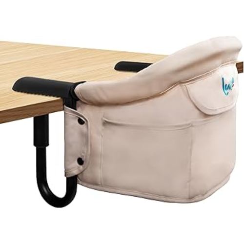 Hook on High Chair,Portable Foldable High Chair for Babies 6-36 Months, Includes Storage Bag(Khaki)