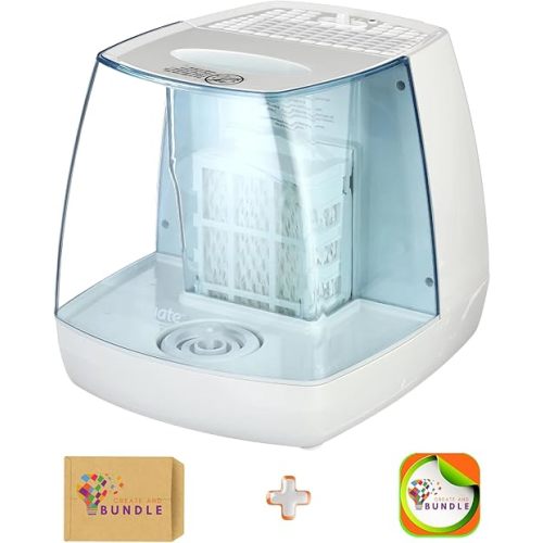 Equate 1.1 Gallon 250 Sq ft Invisible Cool Mist Humidifier, White & Blue + Create Sticker