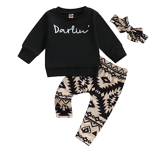3Pcs Baby Girl Outfits Daisy Sweatshirt + Pants + Headband Infant Fall Winter Clothes