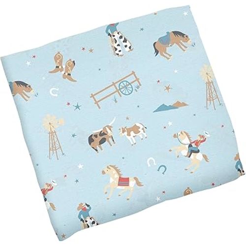 Stephen Joseph, Muslin Swaddle Blanket for Baby Girls and Boys, Newborn Receiving Blanket for Swaddling, 100% Cotton Baby Swaddle Wrap, Receiving Swaddle Wrap, 47 x 47 inches, Western