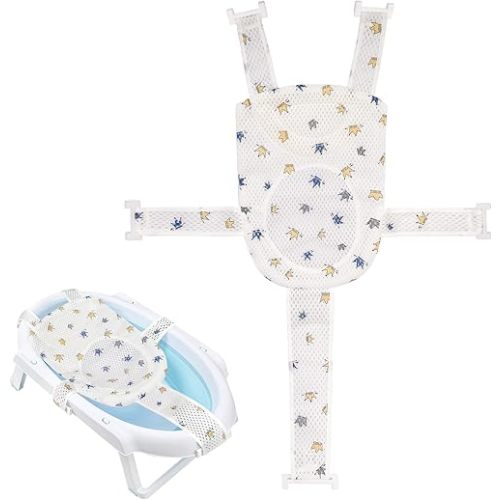 Colorlife Baby Bath Seat Support Net Infant Bathing Seat Support Mat, Adjustable Comfortable Non-Slip Five-Pointed Baby Shower Net Bathtub Sit Up Mesh for Newborn 0-6 Months-Crown(No Bathtub)