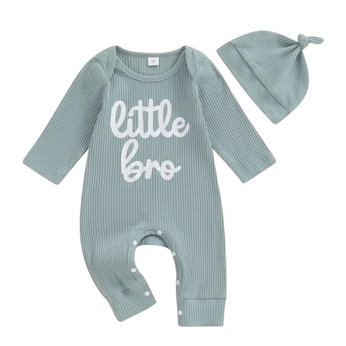Newborn Baby Boy Clothes Little Brother Romper Jumpsuits 2Pcs Clothing One Piece Lil Bro Set Infant Outfit