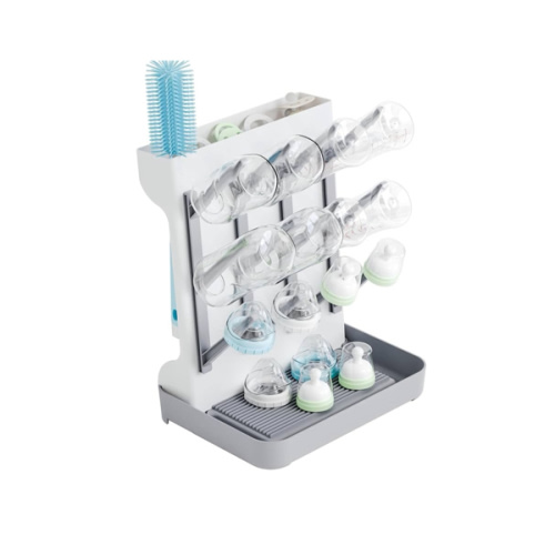 SuoXing Vertical Baby Bottle Drying Rack,Space Saving Countertop Baby Drying Rack for Bottles,Large Baby Bottle Station Stand,Bottle Rack Dryer for Brushes,Pacifiers,Baby Accessories Organizer,Grey
