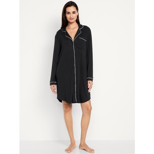 Long-Sleeve Knit Sleep Shirt