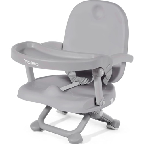YOLEO Baby High Chair Booster Seat for Dining Table, Adjustable Height Travel Booster Seat with Tray, Toddler Booster Seat Easy Clean(Grey）