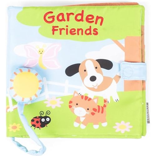 DEMDACO Friends in The Garden Mossy Green 8 x 8 Plush Children's Soft Book Toy