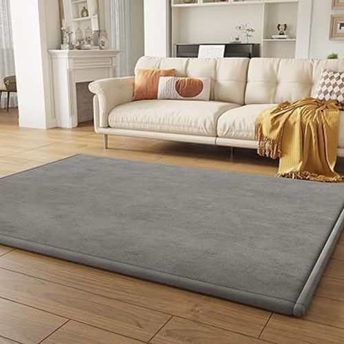 Baby Play Mat 1.3" Thick Tummy Time Mat, Memory Foam Area Rug, Super Soft Coral Velvet Nursery Rug with Non-Slip Backing, Extra Large Crawling Mat for Toddlers, Infants, Yoga, Tatami, 59''x79''