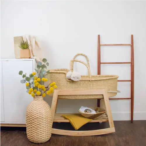 Classic Rocking Moses Bassinet Stand with brake - Natural
