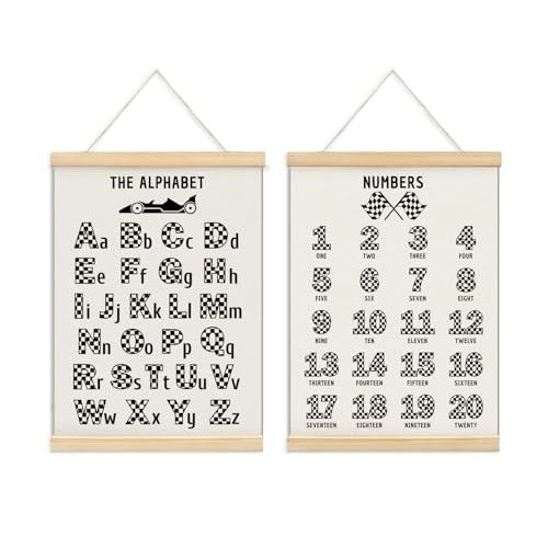 ULEGIE Car Race Room Alphabet Wall Decor Poster, F1 Poster Room Decor, Educational Posters For Preschoolers, Kids Playroom Boys Race Car for Boys Nursery, 12 x 16 Inch