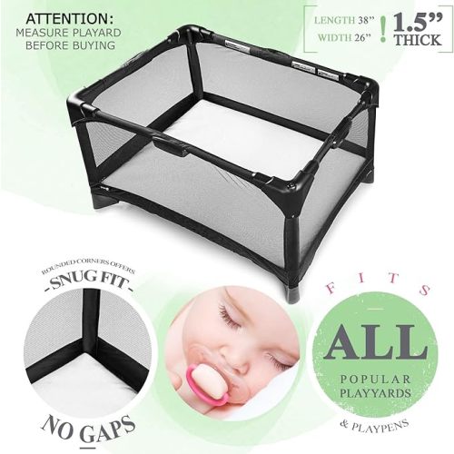 Organic Cotton Pack N Play Mattress | Dual-Sided Portable Baby Crib Pad with Firm Side for Infants & Soft Memory Foam for Toddlers, Waterproof & Washable Cover | 38x26x1.5 Fits Most Playards/Playpens