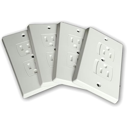 Self-Closing Electrical Wall Outlet Covers for Baby Proofing, Premium Plastic, Standard-Size Child Proof Outlet Cover, 4.6 x 3 Inches, Pack of 4, White - Wonderkid
