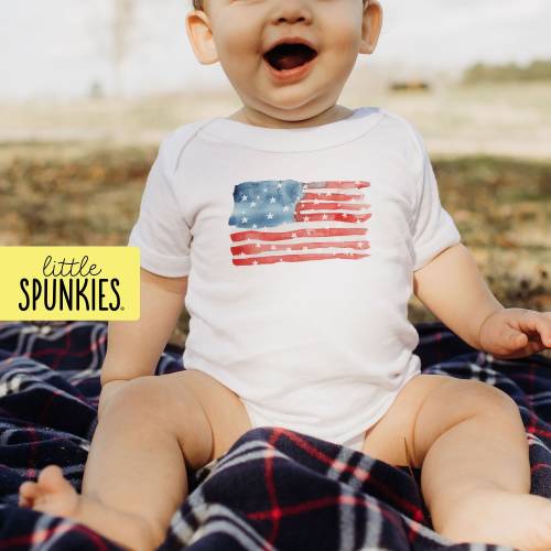 Baby 4th of July Onesies® Brand, Watercolor American Flag Onesies® Brand, Fourth of July Infant Bodysuit
