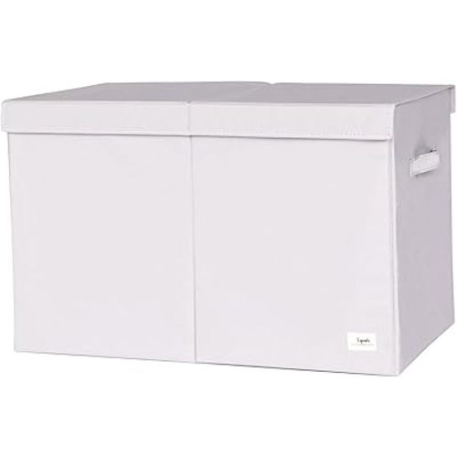 3 Sprouts Recycled Fabric Toy Chest, Extra Large, With Lid, Solid Gray