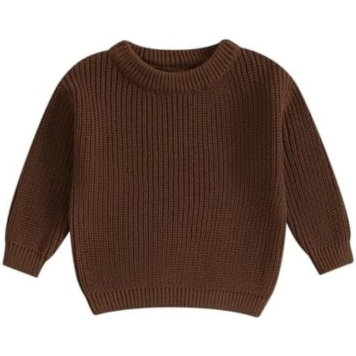 Karwuiio Toddler Baby Girl Boy Knit Sweater Round Neck Long Sleeve Pullover Sweatshirt Fall Winter Clothes