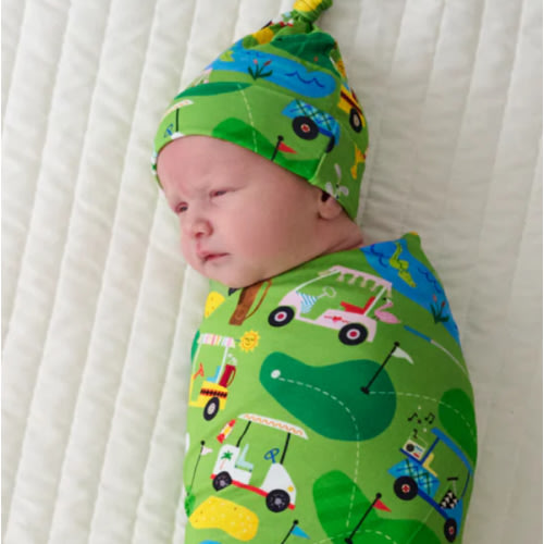 Fairway Fun Swaddle & Hat Set - Little Sleepies