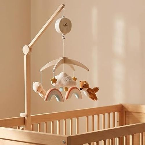 Woodland Baby Mobile for Crib with Music Box and Wooden Arm