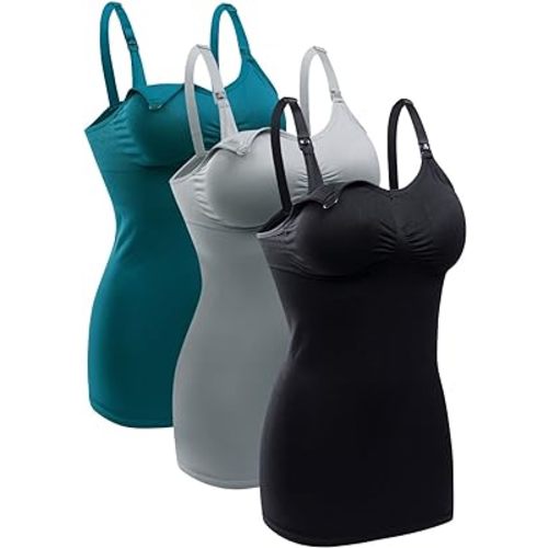 BRLIDO Womens Nursing Tank Tops Built in Bra for Breastfeeding Maternity Camisole Brasieres
