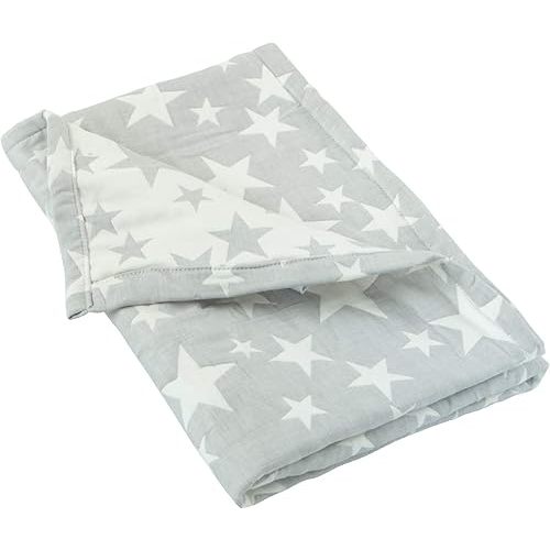 NTBAY 3 Layer Toddler Blanket, Muslin Cotton Jacquard Bed Blankets, Lightweight Thermal Baby Blanket, Super Soft and Warm Crib Blanket for All Seasons, Decoration Gift, 30"x40", Grey Star