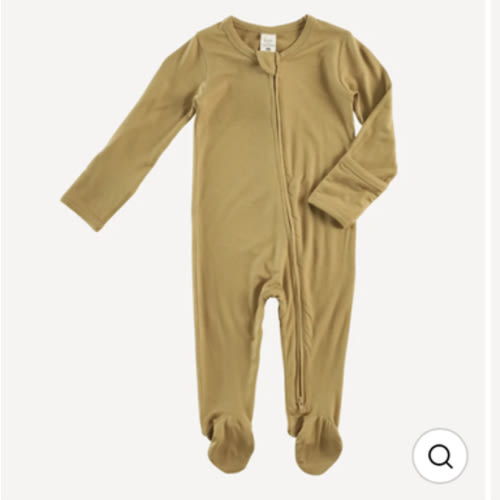 long sleeve two way zipper footie | fennel | bamboo