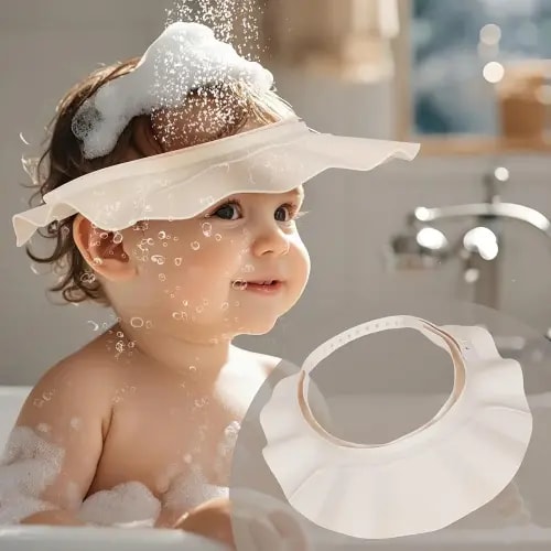 Baby Shower Cap Hat Soft Adjustable Bath Head Cap Visor for Washing Hair Safe Shampoo Shower Bathing Protection Head Eye Ear,Shampoo Caps for Toddler,Baby,Kids,Children,Makes the Bath More Fun