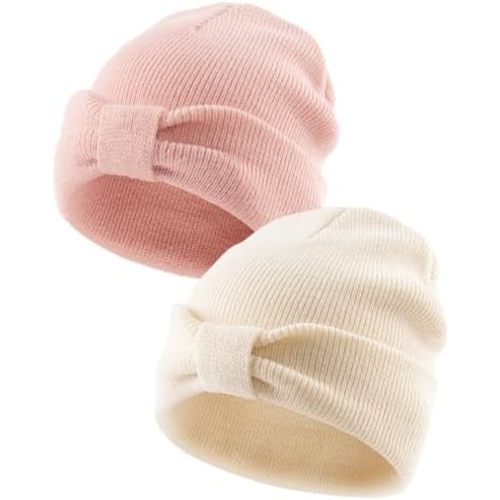 FURTALK Baby Beanie Winter Hat Knitted Warm Hat with Cute Bow Infant Toddler Cuffed Beanies