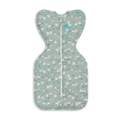 Love to Dream Swaddle UP, Baby Sleep Sack, Self-Soothing Swaddles for Newborns, Improves Sleep, Snug Fit Helps Calm Startle Reflex, New Born Essentials for Baby, 1.0 TOG, 5-8.5 lbs, Chicken Run Olive