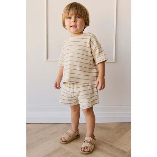 Organic Cotton Waffle Leith Short - General Stripe Cassava/Batch