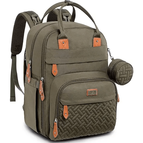 BabbleRoo Baby Diaper Bag Backpack - Army Green, Unisex, Waterproof, Multi-function, 26L Capacity, Changing Pad, Stroller Straps, Pacifier Case, Easy Access Zipper Pockets