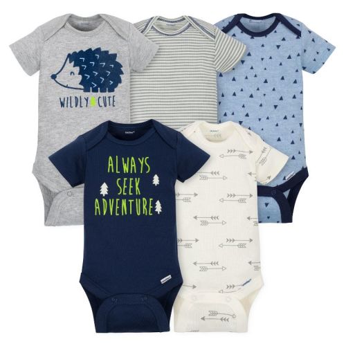 Gerber Baby Boys' 5-pack Short-sleeve Bodysuits, Hedgehog, 3-6 Months