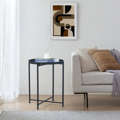 Homebeez Gold Metal Folding End Table With Removable Tray & Reviews | Wayfair