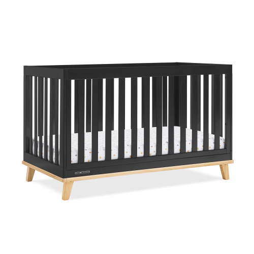 Delta Children Frankie 4-in-1 Convertible Crib - Greenguard Gold Certified, Black with Natural