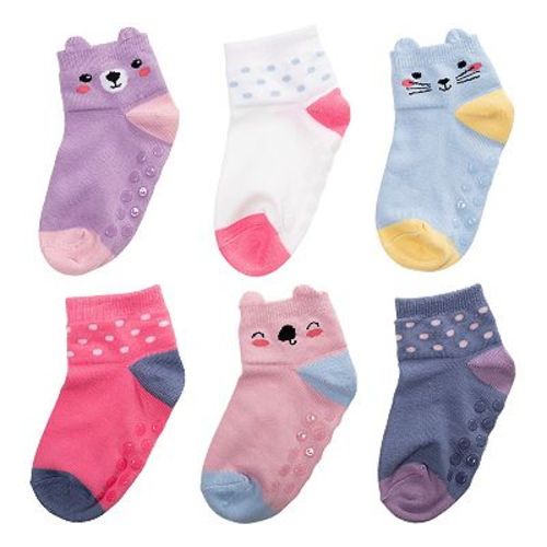 Baby / Toddler Girl Jumping Beans® 6-pack Low-Cut Softest Animal Grip Socks