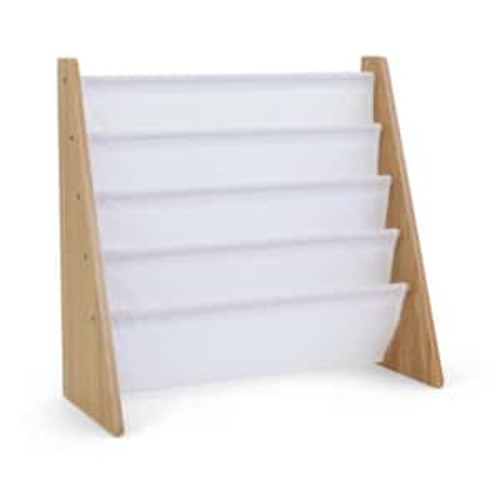 Journey Collection Natural and White 4-Pocket Storage Book Rack