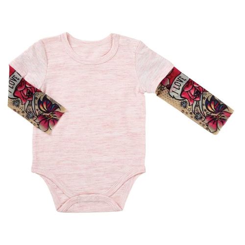 Stephan Baby Snapshirt-Style Diaper Cover with Tattoo Sleeves, Pink, 6-12 Months