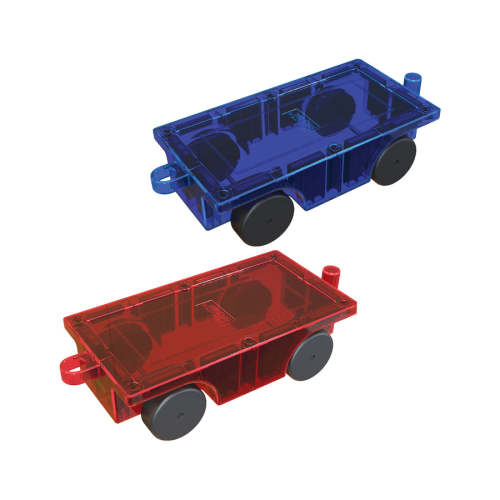PicassoTiles 2 Piece Magnetic Tiles Car Truck Base Add On Toy Set