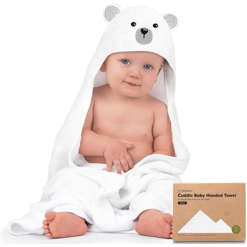 KeaBabies Baby Hooded Towel - Viscose from Bamboo Baby Towel Organic Bamboo Towel - Infant Towels - Large Hooded Towel - Baby Bath Towel with Hood for Girls, Babies, Newborn Boys, Toddler (Polar) - Regular