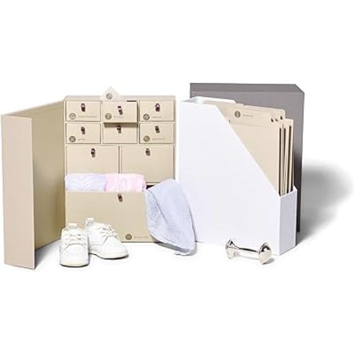 Savor | The Original Deluxe Baby Keepsake Box | Fabric Bound Acid-Free Gender-Neutral Minimalist Newborn Keepsake and Memory Organizer with Labels | For Pregnancy, Mother’s Day, Baby Shower, New Baby