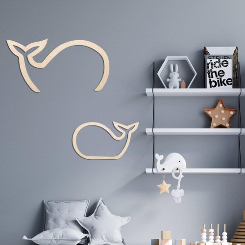 Wooden Whale Set, Sea Decoration, Wall Wood Art, Children Wall Decor, Childrens Room, Wood Wall Decor Home, Nursery Decor