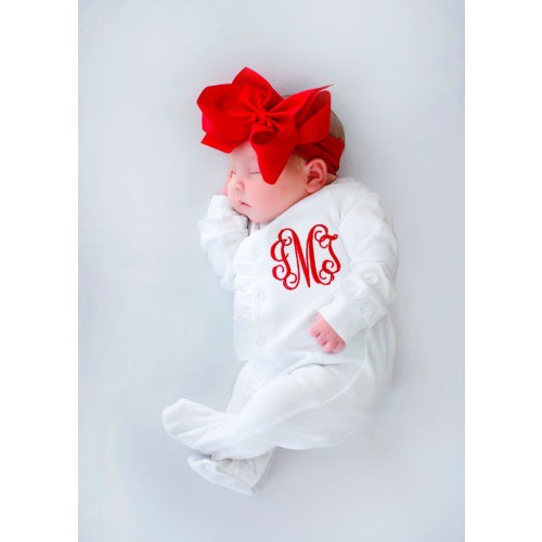Baby girl Christmas outfit, baby girl coming home outfit, baby girl clothing, girl firefighter outfit, ruffle footie