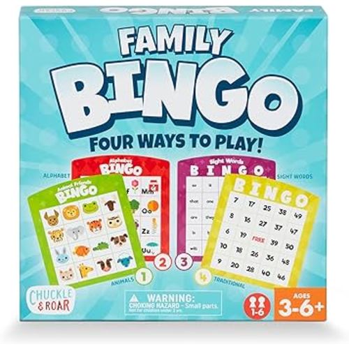 Chuckle & Roar - Family Bingo - Game Night Staple - Counting and Matching Skills for Kids - Classic Game Perfect for preschoolers