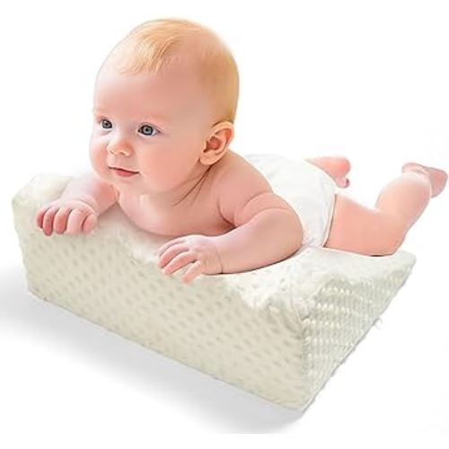 Baby Tummy Time Prop for Neck and Shoulder Strength Growth, Memory Foam Nursery Support for Infant Baby Washable Removable Cover