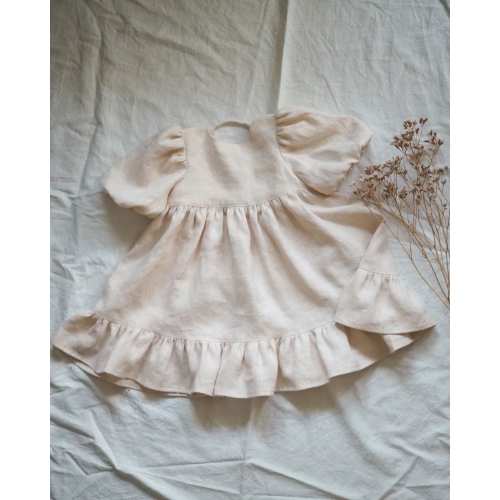 Tie-Back Linen Dress for Girls, Soft Toddler Outfit, Perfect First Birthday Attire, Children's Linen Dress, Dresses for Flower Girls