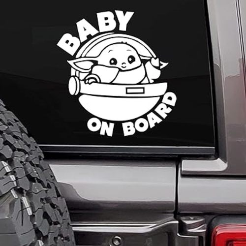 MAZ DISTRIBUTIONS – Baby on Board Sticker – Vinyl Decal for Laptop – Waterproof Sticker for Waterbottle – Useable Indoor and Outdoor – Easy use for Car, Van, Trucks and Bag - 6 Inches appx - MAZ-393