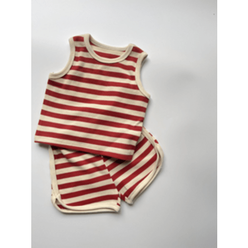 Retro Striped Tank & Shorts Set CHERRY RED 6-9MONTHS